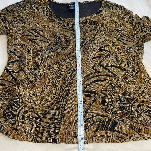 West End Petite Bedazzled Mobwife Sopranos 3/4 Length Y2K Abstract Top size PM - Picture 7 of 9